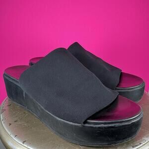 Madden Girl Shelbie Black Stretch Mesh Wide Band Platform Sandal US 8